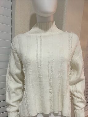 Fashion Nova White Distressed Sweater + Gray Stretch Pants